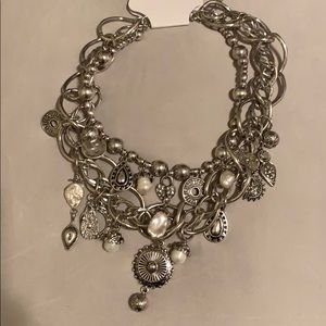 Free People Metal Chains Pendants Silver Necklace